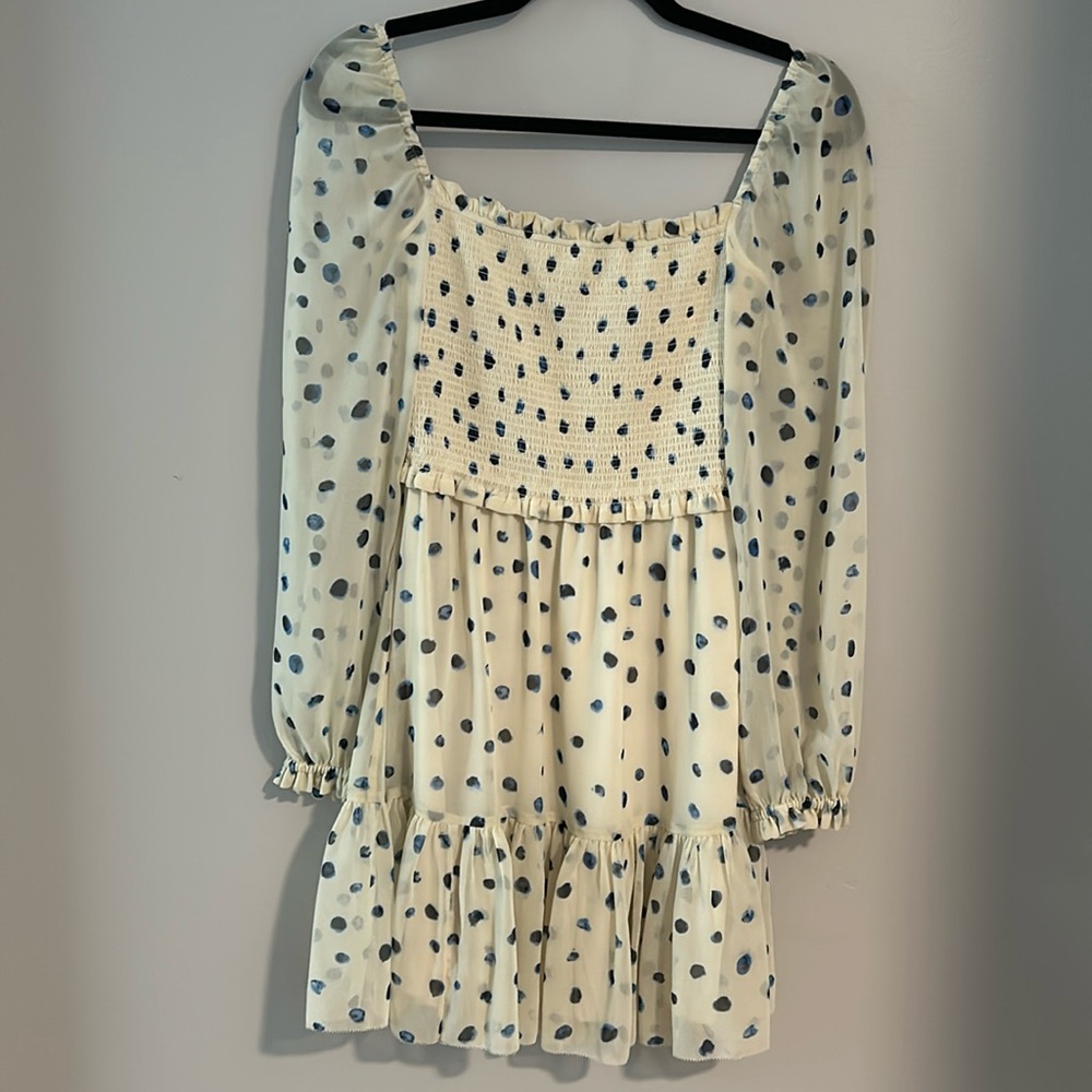 Aritzia Cream and Black Polka Dot Mini Dress